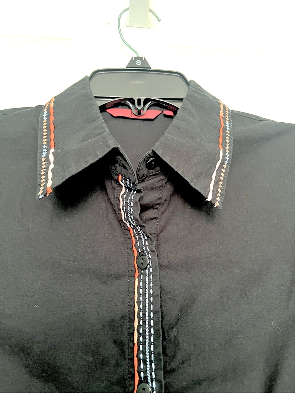 Cotton Shirt with Multicolor Embroidery - Picture 3 of 4